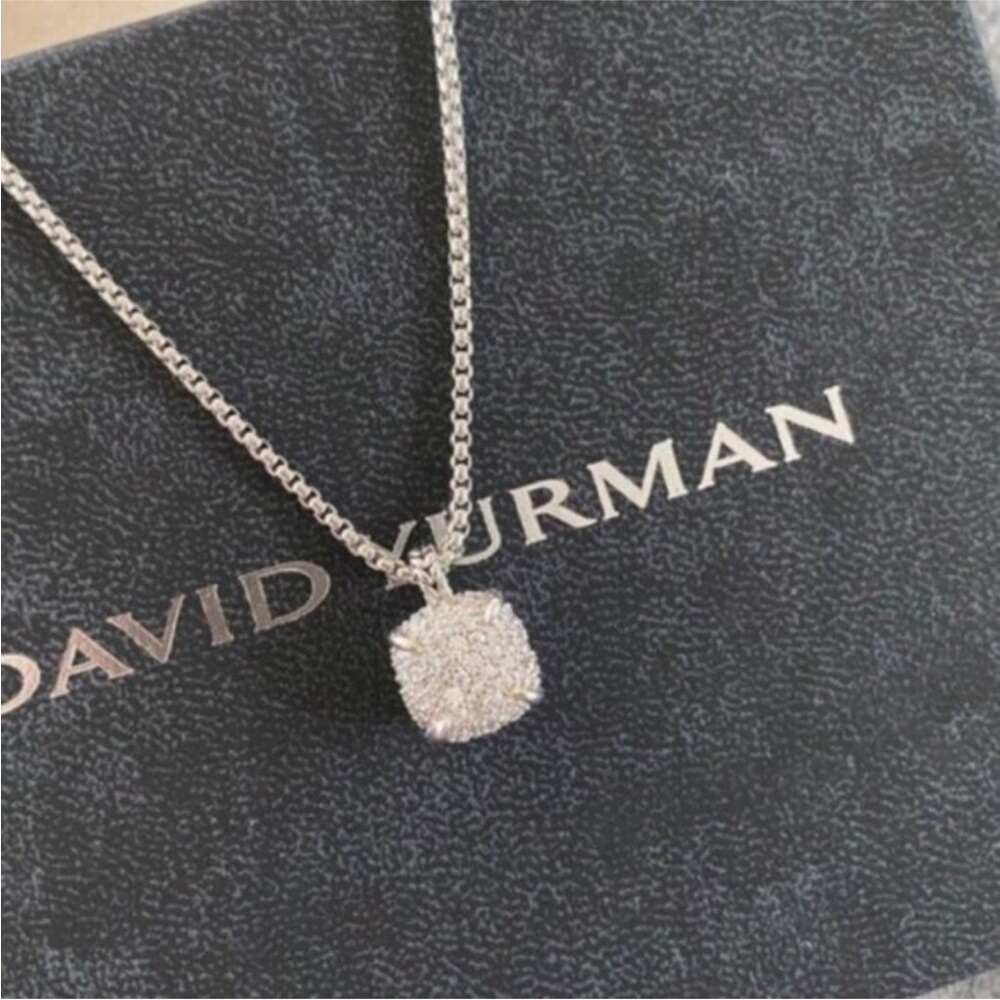 David Yurman Silver Pavé Sphere Pendant Necklace - Picture 4 of 6